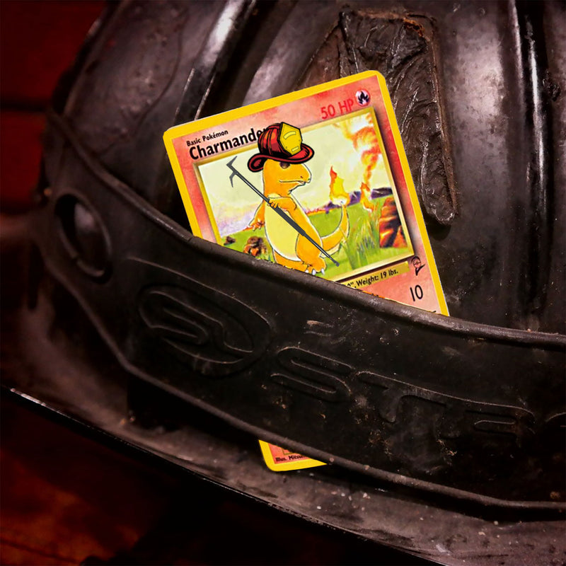 Fire Lizard Baby Firefighter metal playing Card