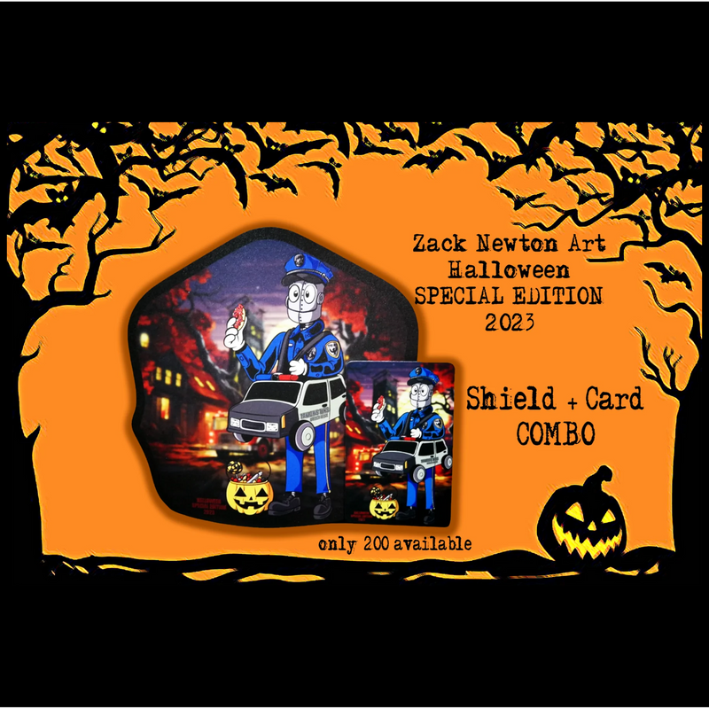 Halloween Zack Newton Art Limited Edition Shield Card Combo