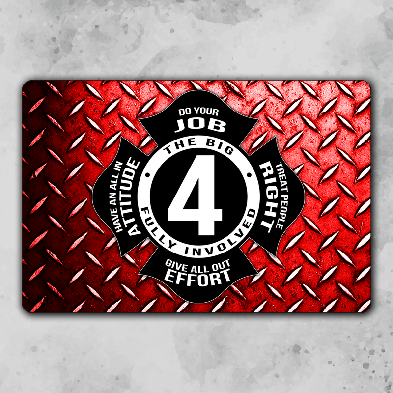 Big 4 Fully Involved Metal Sign (RED)