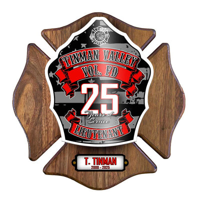 Firefighter Retirement Gift | Unique Personalized Award Plaque on Walnut