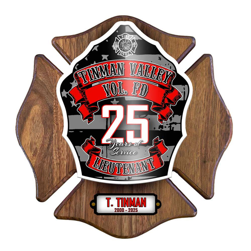 Firefighter Retirement Gift | Unique Personalized Award Plaque on Walnut