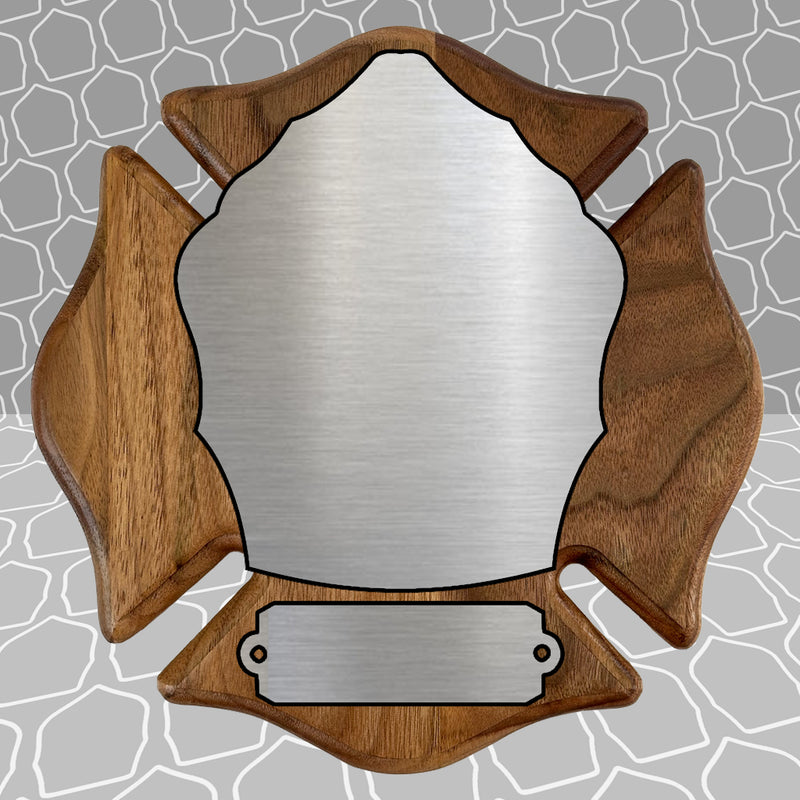 Firefighter Shield on Wood Maltese Awards