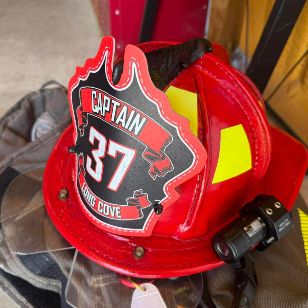 Traditional Custom Metal Fire Helmet Shield | Taylor's Tins