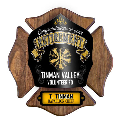 Firefighter Retirement Gift | Unique Personalized Award Plaque on Walnut