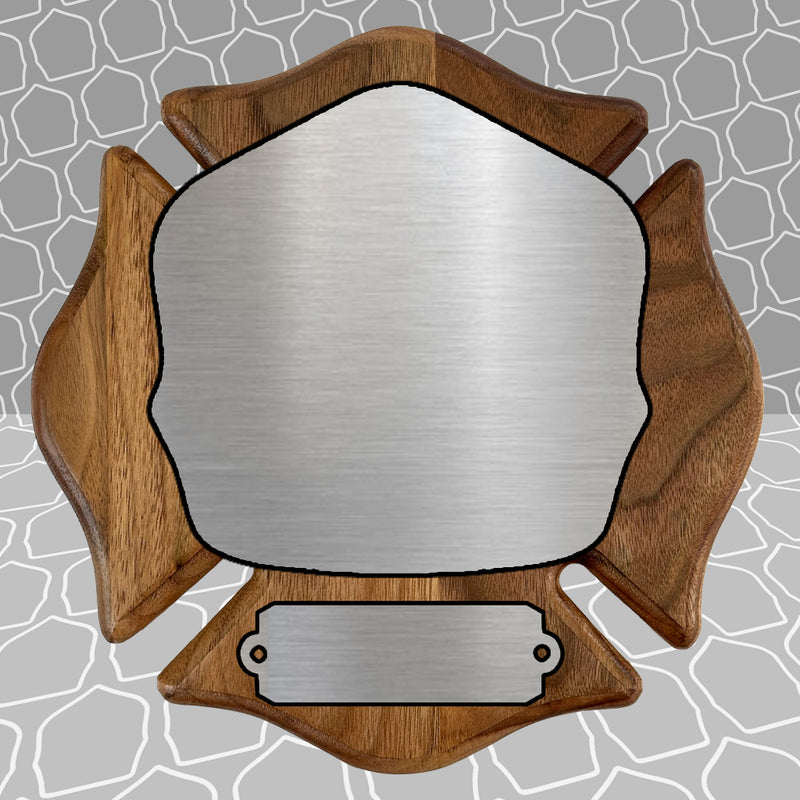 Firefighter Shield on Wood Maltese Awards