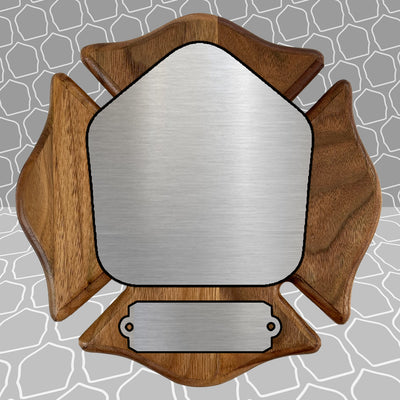 Firefighter Shield on Wood Maltese Awards