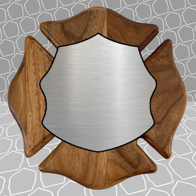 Firefighter Shield on Wood Maltese Awards