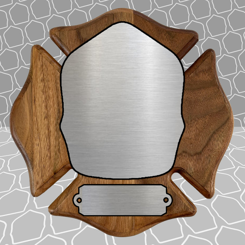 Firefighter Shield on Wood Maltese Awards