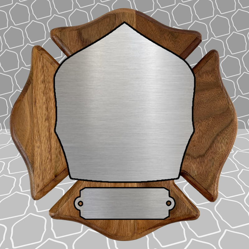 Firefighter Shield on Wood Maltese Awards