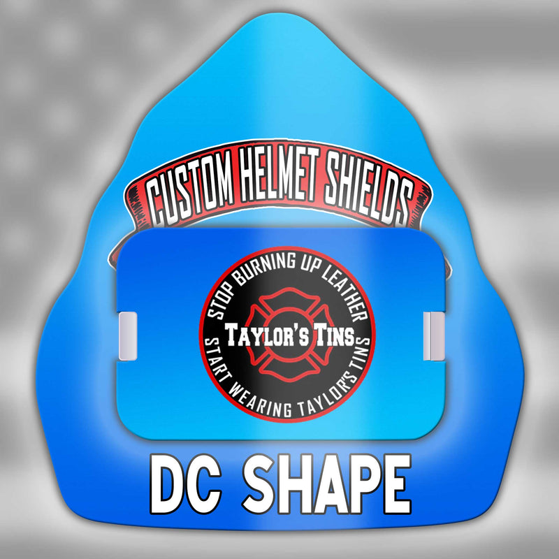 DC Custom Metal Helmet Shield with Passport | 6" and 6.5" | Trad. Helmets