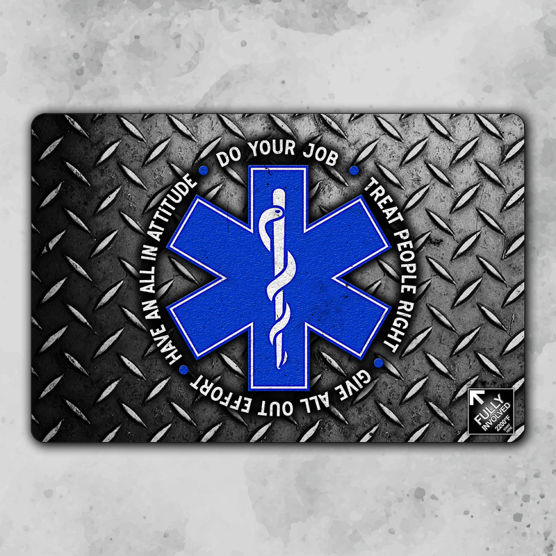 Fully Involved EMS Big 4 Metal Sign GREY Background