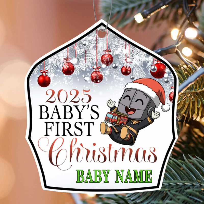 2025 Baby’s First Christmas Fire Helmet Shield Ornament