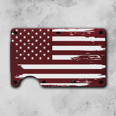 Laser Engraved Tattered Flag Metal wallet