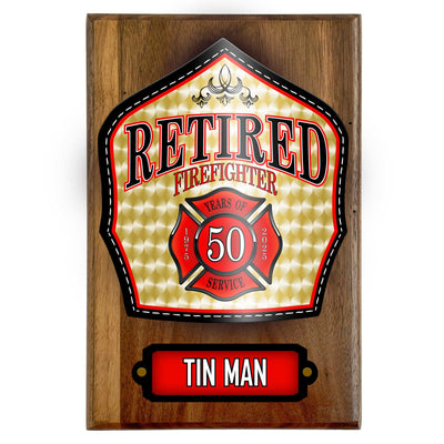 Firefighter Retirement Gift | Unique Personalized Award Plaque on Walnut