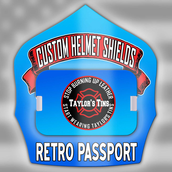 Retro Custom Metal Helmet Shield with Passport | 5.5