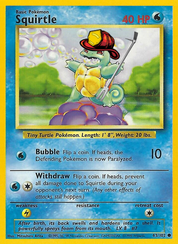 Water Turtle Firefighter metal playing Card