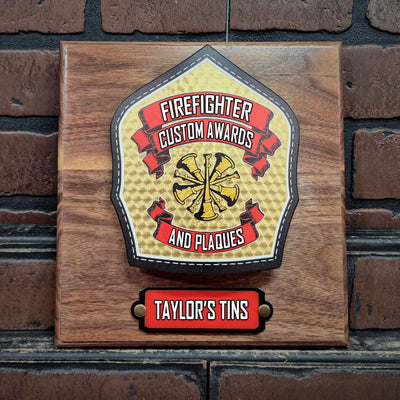 Taylor's Tins Firefighter Custom Award Plaque Gold Leaf