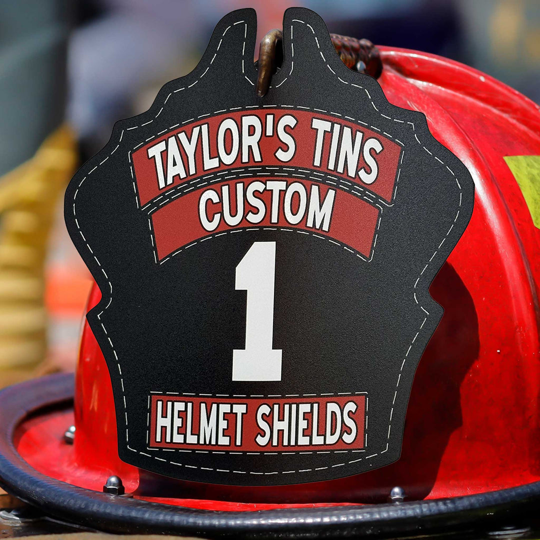 ビット・ファイター、カマールFoil Traditional Custom Metal Fire Helmet Shield | Taylor's Tins