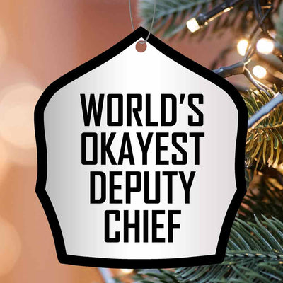 World's Okayest Helmet Shield Christmas Ornament