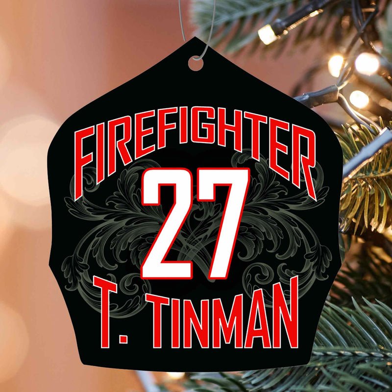 Firefighter Helmet Shield Christmas Ornament