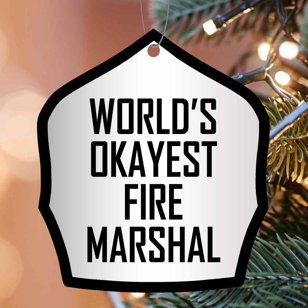 World's Okayest Chief Firefighter Christmas Ornament | Funny Gift
