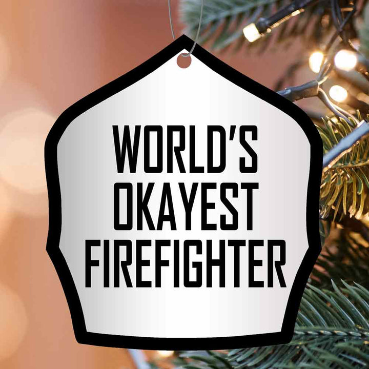 World's Okayest Chief Firefighter Christmas Ornament | Funny Gift World's Okayest Chief Firefighter Christmas Ornament | Funny Gift
