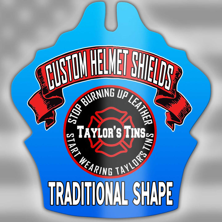 Traditional Custom Metal Fire Helmet Shield | Taylor's Tins