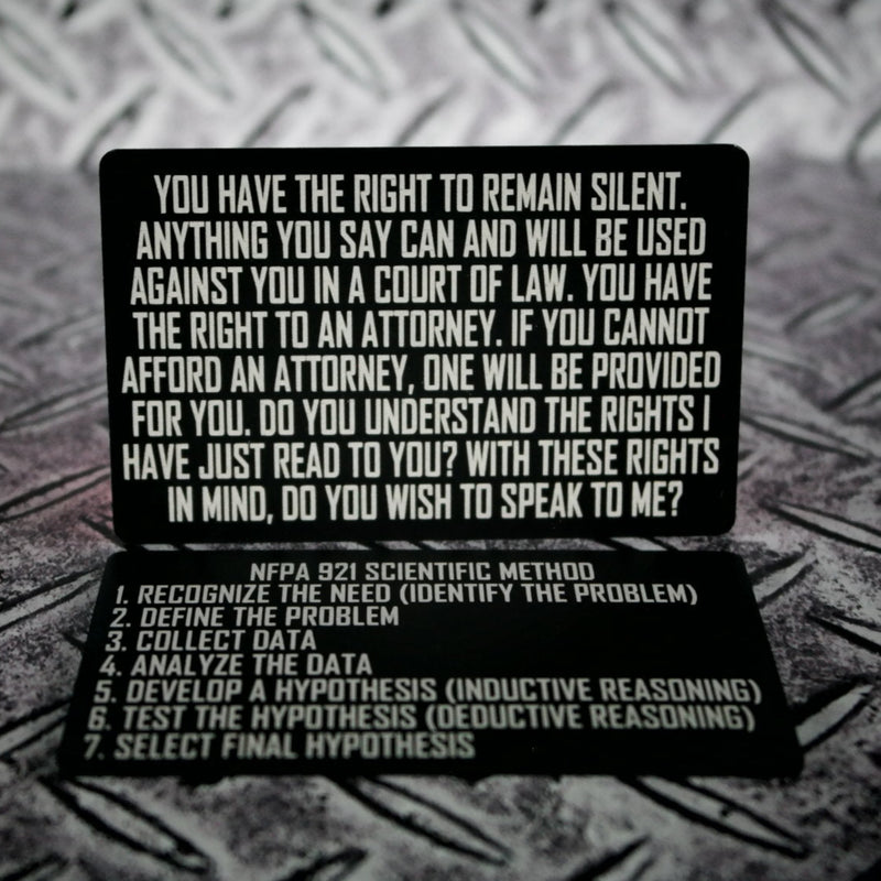 Miranda Rights/Scientific Method Aluminum Playing Card (2 sided)